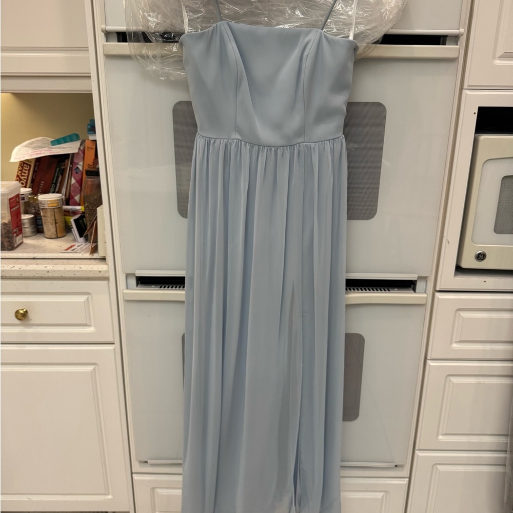 Dessy Collection Light Blue Spaghetti Strap Dress